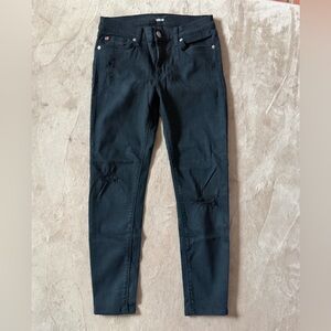 Hudson Jeans Krista Ankle Super Skinny Black Distressed Skinny Jeans